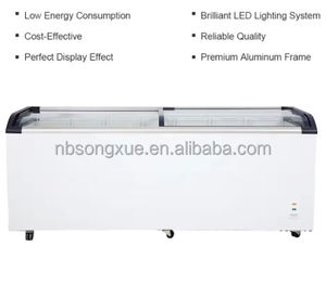 Refrigerador de helados con puerta de vidrio curvada, pantalla para comida congelada, tapa deslizante, arcón, congelador, nevera, 2 uds. - Product Image 2