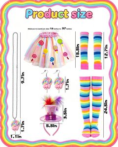 Costume Echo Candy pour femmes adultes, mini chapeau haut de forme, jupe tutu, bijoux sucette, accessoires de <span class=keywords><strong>déguisement</strong></span> pour Halloween, Noël, cosplay, TV et cinéma - Product Image 6