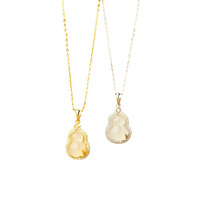 Collier pendentif gourde en argent pur S999 avec calcédoine blanche, bijou porte-bonheur en forme de gourde pour femme