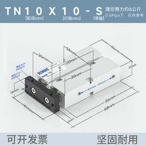 Cilindro Neumático Miniatura de Doble Eje y Doble Vástago TN10 16 20 25 32 40 con Conexión Roscada Tipo Filtro TDA - Product Image 4