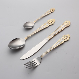 Brilliant Stock 18/8 Stainless Steel Flatware Sets Modern Luxury Gold-Accented Mirror Polish Dishwasher Safe Custom OEM Business - Product Image 3