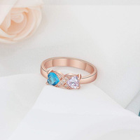 Bague en argent 925 personnalisée à deux tons en forme de cœur avec noms, cadeau d'anniversaire pour elle, petite amie, femme, bijoux