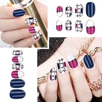 EA Fashion Faux ongles en ABS style français effet verre brisé avec colle pour les doigts, 24 pièces, pré-conçus, couvrance totale
