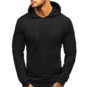 Felpe con cappuccio Casual da <span class=keywords><strong>uomo</strong></span> nuove con logo personalizzato felpe con cappuccio grigio nero maschile felpe con cappuccio in cotone pesante tinta unita - Product Image 2