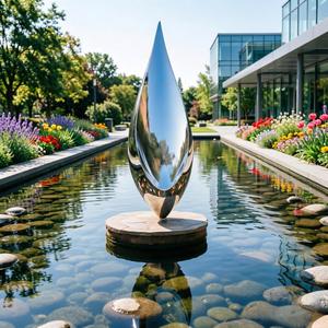 Tuindecoratie gepolijste roestvrijstalen waterfontein sculptuur met elektrolytische aanpassing - Product Image 3