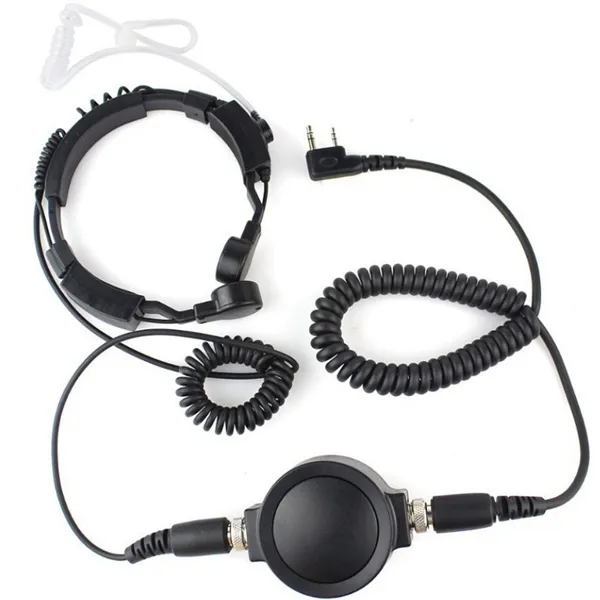Kualitas Tinggi 2 Pin Tugas Berat Taktis Tenggorokan Mic Lubang Suara Headset PTT Besar untuk Baofeng UV5R UV82 888S TK2202 Walkie Talkie