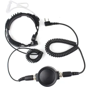 Hoge Kwaliteit 2 Pin Zware Tactische Keel Microfoon Headset Grote Ptt Voor Baofeng Uv5r Uv82 888S Tk2202 Walkie Talkie