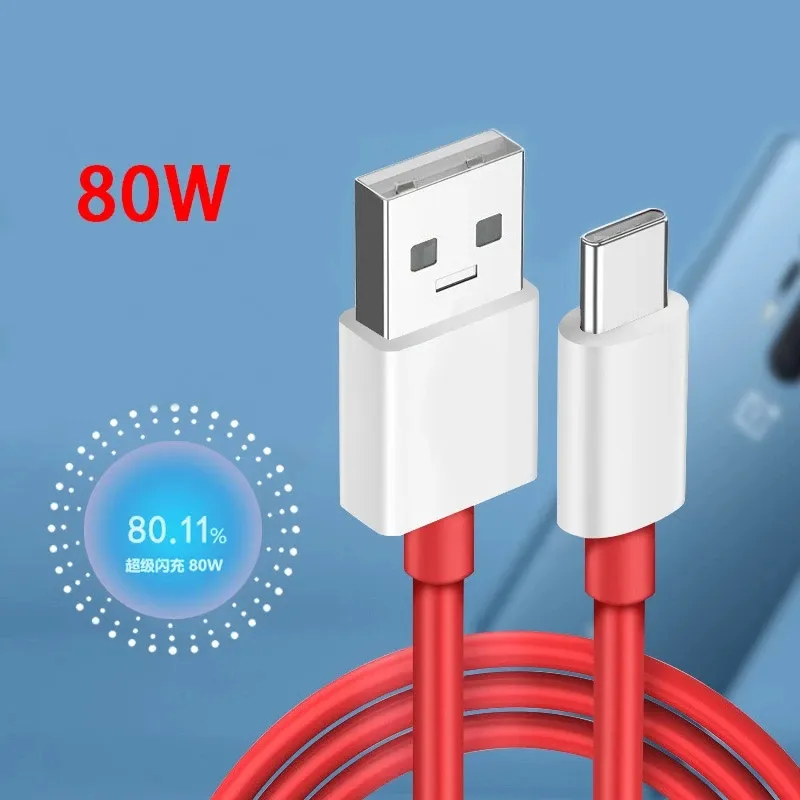 80W SUPERVOOC Fast Charger Cable For OnePlus 10 Pro 9RT 9R Warp Charge 80W Type-C Cable 100cm