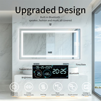 Miroir de salle de bain à double éclairage LED avec deux haut-parleurs Bluetooth Affichage de l'heure et de la température