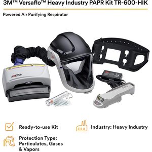 Kit respirateur PAPR 3M Versaflo TR-600-HIK, protection industrielle contre la poussière et les gaz, masque facial complet réutilisable avec ventilateur 180 L/min - Product Image 3