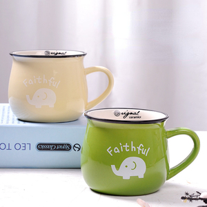 Taza de cerámica <span class=keywords><strong>japonesa</strong></span> creativa de 350ml, olla de estilo americano, taza de café con leche para el desayuno del vientre, logotipo impreso, regalo escolar para uso doméstico - Product Image 3