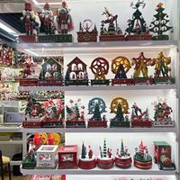 Boîte à musique à lumière chaude, modèle de maison en bois, tourne, boîte à musique de Noël pour enfants, cadeau, décoration de fête de Noël
