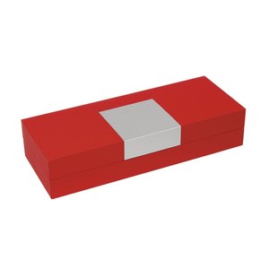 Astuccio portapenne liscio Red Box per 1-2 penne con interno in velluto e finiture argentate - Product Image 2