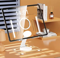 Support de tablette et de téléphone en silicone flexible antidérapant rotatif à 360°, support pliable en alliage d'aluminium pour bureau, lit et usage domestique