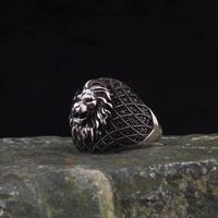 Bague personnalisable en pierre précieuse de style punk pour homme avec crâne de lion loup léopard visage de bouddha cadeau transfrontalier chaud