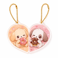 Porte-clés personnalisable en acrylique pour couple avec logo, breloques magnétiques en forme de cœur entrelacées.