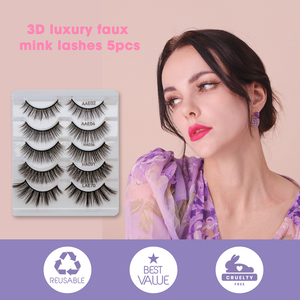 Faux cils cruelty-free, longs et naturels, effet vison, vente en gros, marque privée, lot de cinq paires - Product Image 3