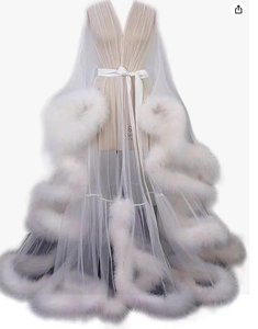 <span class=keywords><strong>Abito</strong></span> da Notte <span class=keywords><strong>Lungo</strong></span> in <span class=keywords><strong>Tulle</strong></span> con Scollo a V Profondo, Pizzo Scavato, Maniche Lunghe a Tromba e Piume - Vestito da Festa per Maternità - Product Image 6