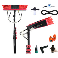 Kit de Cepillos de Limpieza Extensibles de Fibra de Carbono con Manguera y Cabezal de Cepillo Alimentado por Agua, Apto para Paneles Fotovoltaicos y Limpieza de Ventanas