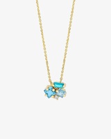 Collier en acier inoxydable bleu géométrique avec diamant, ras-de-cou plaqué or à cristaux multiformes, chaîne de clavicule minimaliste, cadeau bijou
