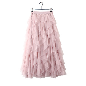 Faldas de <span class=keywords><strong>Tul</strong></span> para Mujer Faldas de Moda con Cintura Alta Elástica de Malla Tutú Maxi Plisada Larga <span class=keywords><strong>Midi</strong></span> Jupe <span class=keywords><strong>Falda</strong></span> para Mujer - Product Image 4
