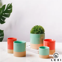 Set Vas Keramik Dua Warna Modern 4 Buah, Vas Bunga Dekoratif Warna-warni Matte untuk Rumah, Ruang Tamu, Pernikahan, Hiasan Meja, Hadiah