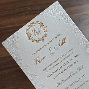 <span class=keywords><strong>Carte</strong></span> d'<span class=keywords><strong>invitation</strong></span> de <span class=keywords><strong>mariage</strong></span> personnalisée en relief avec dorure à chaud et lettrage en relief, vente en gros - Product Image 3