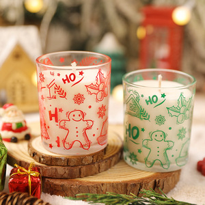 Color Glass <b>Cup</b> Scented Candle Christmas Decorative Candle Creative Atmosphere Printed Xmas <b>Cup</b> Candle - Product Image 4