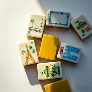 Envoi sous <span class=keywords><strong>7</strong></span> jours : Ensemble de tuiles de Mahjong Américain de luxe jaunes, peintes à la main, style Parisien, en acrylique à trois couches, La <span class=keywords><strong>Vie</strong></span> En Mahj Tile Maison - Product Image 1