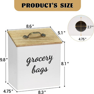 Support de sac d'<span class=keywords><strong>épicerie</strong></span> en bois de style ferme organisateur de sac en plastique mural avec couvercle pour sacs poubelle ménagers - Product Image 6