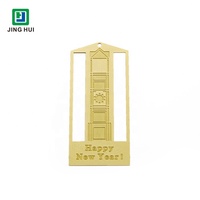 Marque-page souvenir personnalisé en laiton avec motif de bâtiment urbain, surface plaquée or gravée, impression sérigraphiée