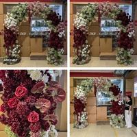 DKB Crafts - Vente en gros - Arrangements floraux de mariage - Arche de fleurs artificielles bordeaux et vertes - 2,3*2,3m - Arche de fleurs en forme de U