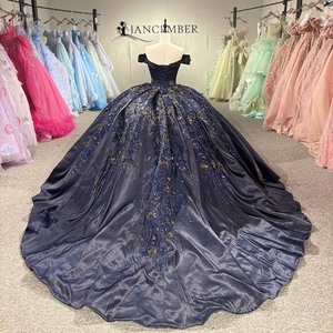 ชุดราตรีงาน Quinceanera สีน้ำเงินกรมท่าประดับเลื่อมและลูกปัดแบบหรูหรา 1539 ชุดเดรสทรงเอ็มไพร์สำหรับผู้หญิง - Product Image 4