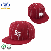 Casquette de baseball de luxe ethnique bicolore à rayures fines, 5 panneaux, broderie 3D, logo personnalisable, 100 % coton, pour activités de plein air et usage décontracté