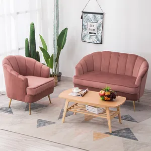 Flower Shape Design Metal Foot Luxury Pink Velvet Sofa For Living Room
