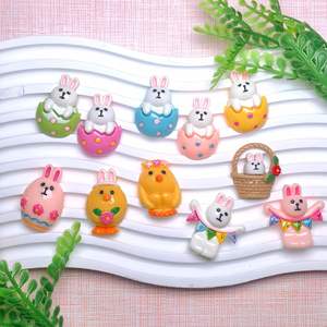 Ensemble <span class=keywords><strong>de</strong></span> collection <span class=keywords><strong>de</strong></span> figurines <span class=keywords><strong>de</strong></span> lapins et <span class=keywords><strong>de</strong></span> poussins en résine à dos plat, peintes artistiquement, pour artisanat et cabochons, personnalisables en gros, thème féerique - Product Image 4