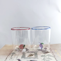 Groothandel Handgemaakte Hoge Borosilicaat Glazen Koffie Beker Hittebestendig Met Fruit Ornament Drinkwaren Voor Warme Dranken