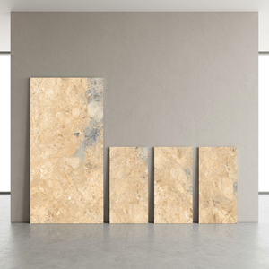 Azulejos de porcelana brillante Breccia Latte de 800x1600 mm con aspecto de mármol para pisos y paredes en interiores de hoteles - Product Image 2