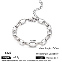 Bracelet Hip-hop simple en acier inoxydable électroplaqué haut de gamme, poli six faces, style cubain, transfrontalier Europe-Amérique