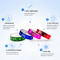 Bracelet holographique jetable, bracelet d'entrée en PVC pailleté pour soirée en boîte de nuit, étanche, à clipser, avec logo personnalisé