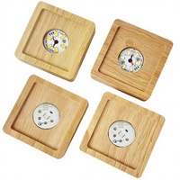 Base de lampe de nuit LED carrée en bois massif, alimentée par USB, avec contrôle tactile, lumière colorée à intensité variable pour boule de cristal, décoration de bureau en verre