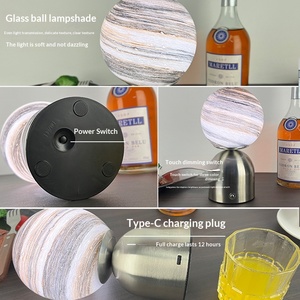 <span class=keywords><strong>Lampe</strong></span> de table rechargeable au design nordique avec lumière d'ambiance ciel étoilé pour restaurants et cafés en extérieur, abat-jour transparent, veilleuse - Product Image 5