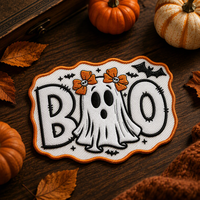 Personnalisez votre design et votre taille : Patchs brodés « Boo » pour Halloween, à thermocoller, appliques à presser à chaud, prix de gros