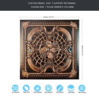 Panneau mural gaufré 3D imperméable à l'eau Carrelage de plafond en étain PVC Fausse peinture pour café Club Salon-Cuivre traditionnel PL31