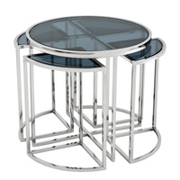 Table de chevet en métal avec Base en acier brillant, plateau en verre moderne pour chambre à coucher, personnalisé pour hôtel, offre spéciale