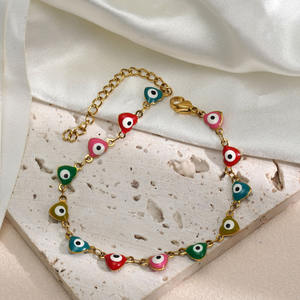 Accessoire de mode unisexe en acier inoxydable Bracelet à breloques porte-bonheur bleu huile yeux diables colorés - Product Image 2