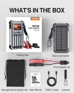 Démarreur portable 1500A à courant de crête, batterie externe solaire 12000mAh, chargeur rapide PD 45W pour camping, voyage et situations d'urgence - Product Image 1