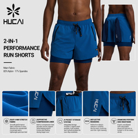 Shorts de course 2 en 1 pour hommes, en nylon et élasthanne, extensibles dans 4 directions, avec doublure de compression, séchage rapide, pour la gym, avec plusieurs poches