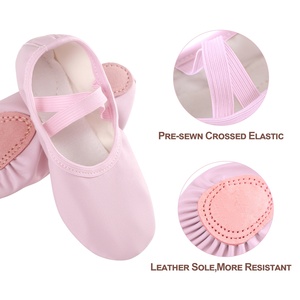 Scarpe da balletto per ragazze, scarpe da ballo in <span class=keywords><strong>pelle</strong></span> con suola divisa scarpe da ballo, scarpette da balletto per bambine piccole/grandi bambini - Product Image 2