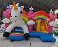 Toboggan Offre Spéciale licorne à double voie avec maison gonflable sautant pour enfants sautant petit toboggan gonflable personnalisé